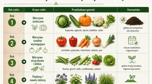 Po warzywach żarłocznych (rok 1) sadź pomidory, paprykę, marchew, cebulę. Płodozmian warzyw to klucz do sukcesu.